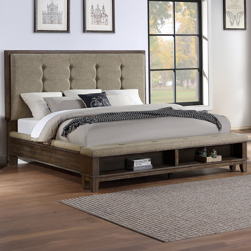 Steelside Bengal Tufted Solid Wood and Upholstered Storage Platform Bed Wayfair